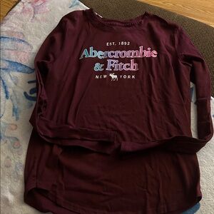 Abercrombie & Fitch Burgundy Long Sleeve Tee